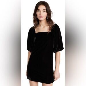REBECCA MINKOFF Vienne Velvet Square Neck Short Puff Sleeve Mini Dress